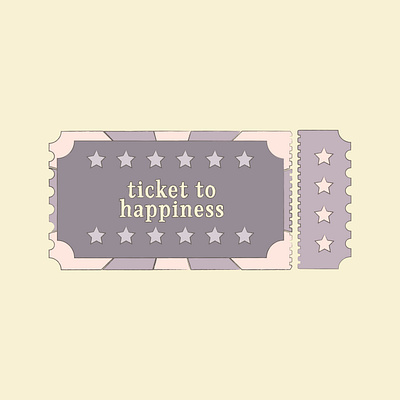 ticket to happiness admit one concept design drawing happiness happy illustration retro sign ticket vector vintage