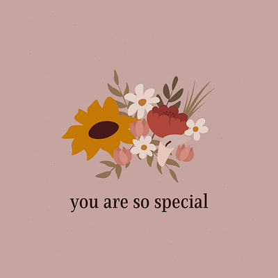 you are so special bouquet design drawing florist flowers illustration love retro sign sunflower vector vintage