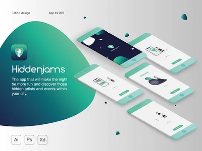 Hiddenjams app branding design event icon iphone logo music ui ux vector