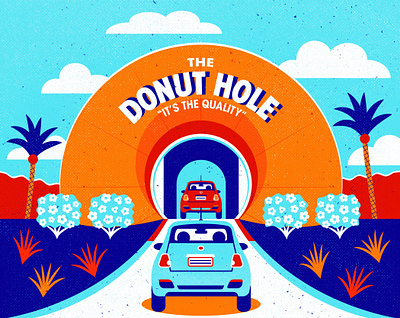 The Donut Hole art print bakery california donut donut hole donut shop drive through fiat for sale illustration la puente los angeles print retro retro design sign the donut hole vintage vintage sign