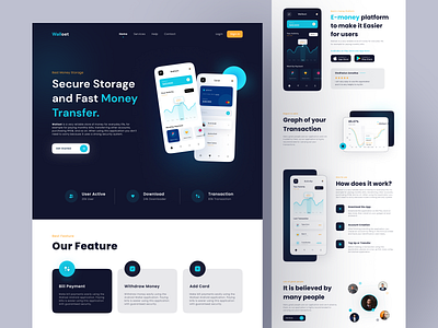 Walloet - Landing Page wallet walloet walloet landing page web web app web deisgn web design web design agency web design and development web design company web designer web development web ui webdesign website website concept website design websites