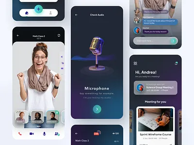 Mobile app for Video Conferencing call clean conference meeting microphone mobile app sketch sound video videocall webinar zoom