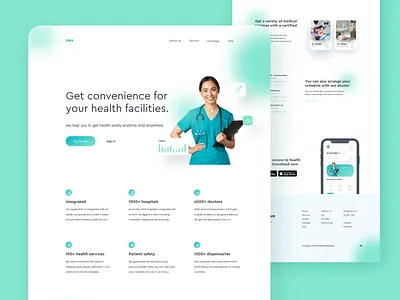 GWS Healthy App Landing Page app design design doctor header health healthcare hospital landing page ui ui design uiux ux web web design website website design