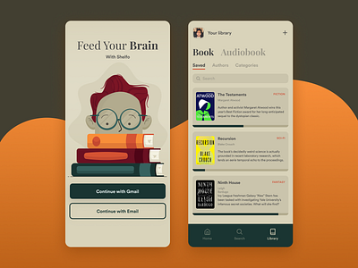 Shelfo - Audiobook App app audio app audiobook audiobook app book book app book illustration illustration podcast app reading book sydney designer ui design ui illustration