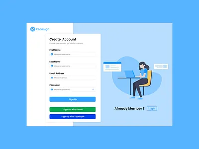 UI Design Create Account Page design design web ui ui design web