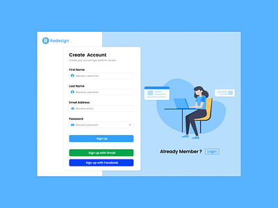 UI Design Create Account Page design design web ui ui design web