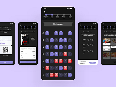 Movie Booking adobexd design mobile mobiledesign movie booking theaters ui ux uxui xddailychallenge