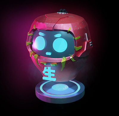 Cyber Daruma 3d blender modelling shader texture