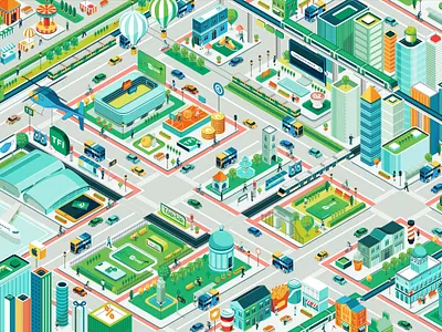 Transport for Ireland: Leap Card architecture city dublin illustration ireland isometric map transportation vector