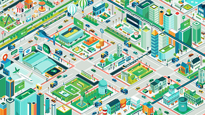 Transport for Ireland: Leap Card architecture city dublin illustration ireland isometric map transportation vector