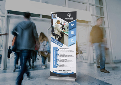 Medical Services Rollup Banner PSD – Healthcare Banner branding design free rollup banner healthcare advertisement healthcare banner illustration medical advertisement medical banner minimal rollup banner rollup standy typography vector