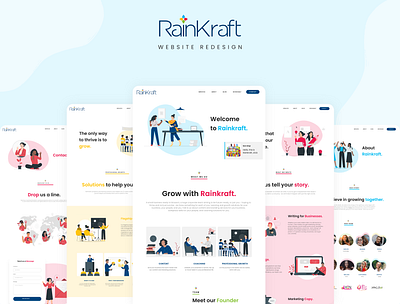 Rainkraft Website Redesign blue and white contact page design design studio design studio in india designer flat illustration landing page minimal poppins simple design uidesign web design web design agency website