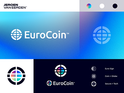 EuroCoin - Logo Design 🌐 a b c d e f g h i j k l m n branding coin crypto cryptocurrency eu euro finance globe logo logo design o p q r s t u v w x y z secure t h e q u i c k b r o w n f o x tech token valuta visual identity design wallet