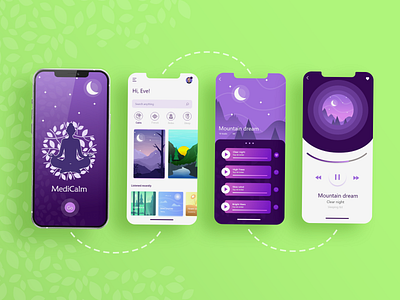 Meditation App UI app app design app ui design meditation mobile mobile app mobile app design mobile design mobile ui music music app music player app product design ui ui ux ui design uidesign uiux ux