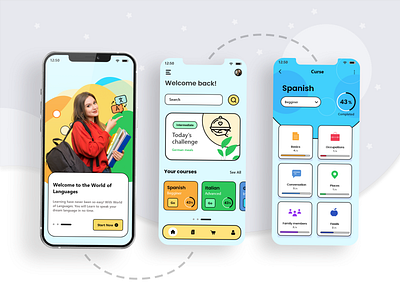 Language learning App UI app app design app ui design education graphic design language language app language learning learning mobile mobile app mobile app design mobile application mobile apps mobile ui ui ui ux ui design ux