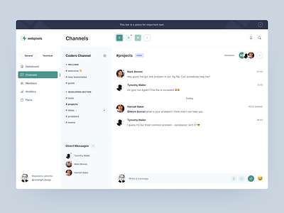 Webpixels Design System: Channels channels chat chat dashboard clean comunicator design system flat good colors inbox mail messages minimal minimalist real design simple trend 2021 ui webdesign webpixels