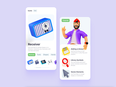 Blaaamm! 🎳 3D Illustration Constructor 3d 3d icon 3d illustrations app constructor figma gallery illustration interface onboarding overview sketch swipe tutorial ui design