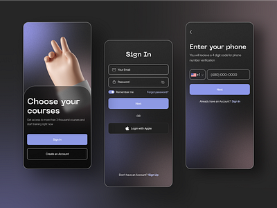 Daily UI 001 - Studying app, sign up, verification dailyuichallenge dark dayliui design sign in signup ui verification