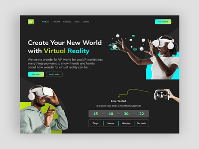 VR Website app clean colors dailyui dark dark mode dark ui design landing page trend trending trendy ui ui design uiux ux virtual reality web design website website design