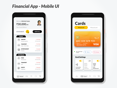 Financial App Mobile UI screen design sketch