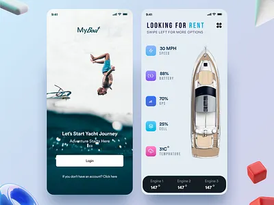 Boat Rental App app design design figma illustration ios ui ui design ux