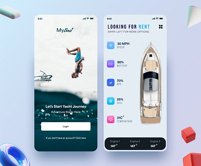 Boat App Concept app app design application boat dailyui design detail illustration ios ui ui design uidesign ux yacht