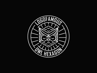 owl hexagon animallogo branding design fitness gym hexagon icon illustration lineart logo logofamous owl owllogo sport typography vector