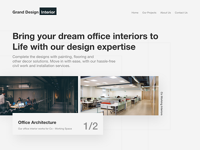 Interior Design Landin Page concept design flat granddesignlab interior landing page minimal ui uiux ux web