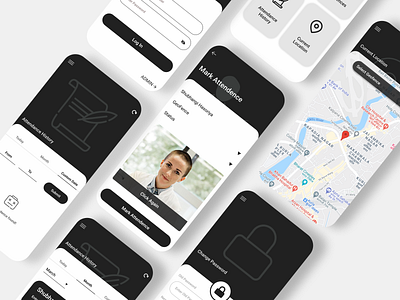 EMS App app attendance design employee ems ui ux vector