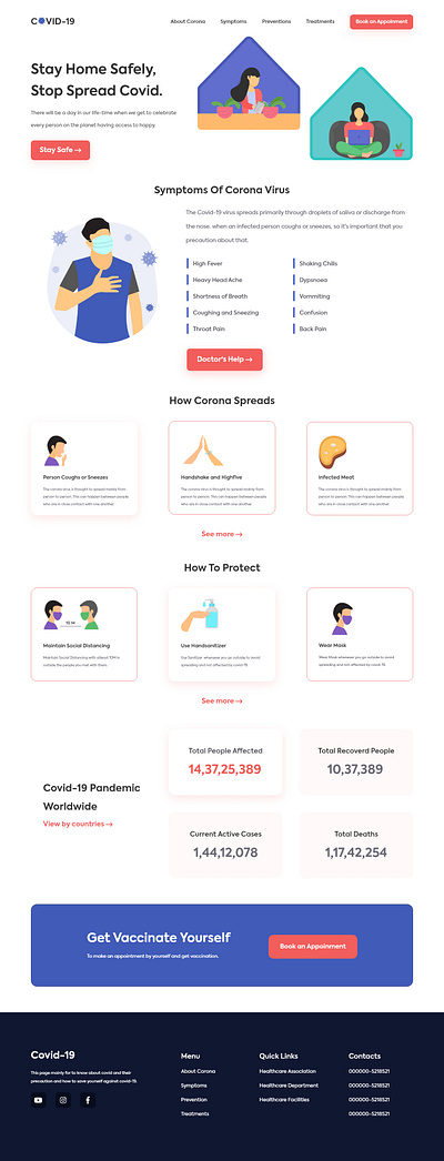 Covid-19 Landing Page illustration ui web