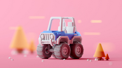 Vehicle Off-Road car cartoon cinema 4d game isometric lowpoly vehicle