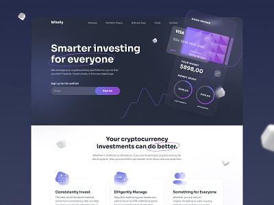 Design landing page crypto design glass investing landingpage ui ux web webdesign website