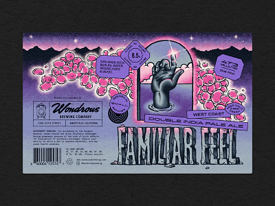 Familiar Feel beer art beer branding beer label brand identity branding double india pale ale graphic design handlettering illustration illustrator lettering logo logotype pantone neon type typography wondrous brewing co