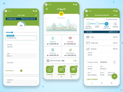 iCount app acccounting app dashboad finance mobile app native ui ux xd design