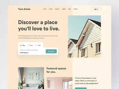 Real Estate Landing Page agency apartments creative designer estate agent home rent homepage innovation landing page minimalist penthouse property realestate rental app trends 2021 ui uidesign web design webdesign website