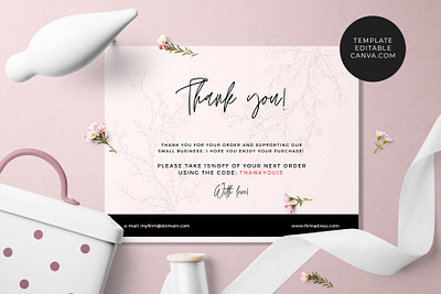 Thank you! Card Template business card template canva canva template small business template thank you card