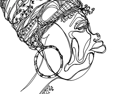 HONOR artist bipoc contourlinedrawing illustration oneline onelineart pen and ink portrait portrait art singlelinedrawing