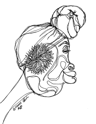 ENJOY artist bipoc contourlinedrawing design oneline onelineart oneliner pen and ink portrait art singlelinedrawing