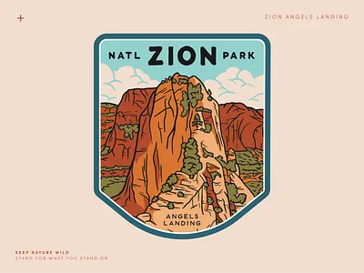 Zion National Park Angels Landing angels landing badge design illustration landscape national park nature orange outdoors outside parks procreate red rock sticker sticker design utah zion zion national park