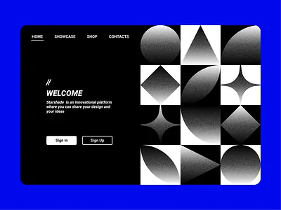 Header Navigation - UI Design blackandwhite dailyui gradient header minimal navigation noise page shader ui uiux website