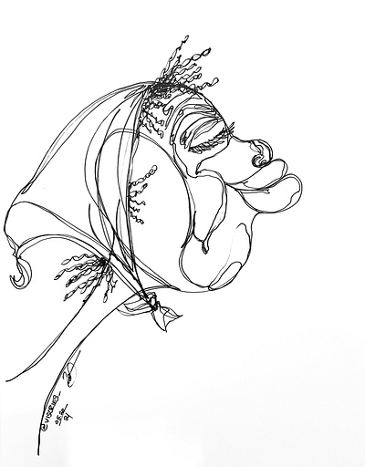 ALRIGHT artist bipoc contourlinedrawing illustration linedrawing oneliner pen and ink portrait portrait art singlelinedrawing