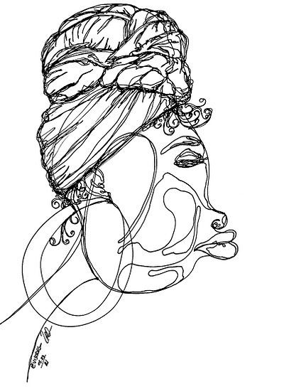 CONTEMPT artist bipoc contourlinedrawing illustration linedrawing onelineart oneliner pen and ink portrait art singlelinedrawing