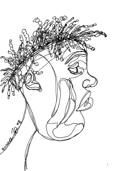 DO artist bipoc contourlinedrawing illustration oneline onelineart oneliner pen and ink portrait art singlelinedrawing