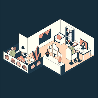 Balcony room art balcony boy character conference dark girl home office illustration isometric isometric illustration isometry leaf light room vector video call work workspace