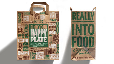 Central Market Grocery Bag brown bag foodie grocery grocery bag illustration typography