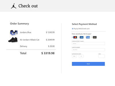 Credit card Checkout for Shoe store daily ui dailyui 002 shoes ui