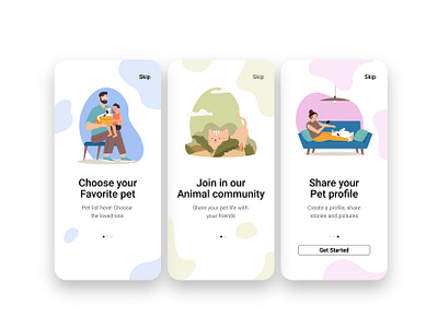 Pet App Onboarding Screen character concept design digital illustration dribbble dribbble best shot dribbblers dribbbleweeklywarmup dribbleartist illustration illustration art illustrator inspiration mobile app design mobile ui onboarding onboarding screen onboarding ui pet app pet illustration