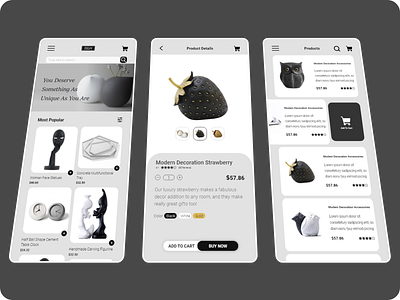 Black & White Luxury Product Shop App black white black and white blackandwhite design product product page shop shopping ui ui design ui designer ui ux uidesign ux uxdesign