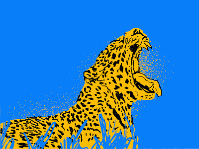 illustrations for a card game animal animal art animal illustration blue cyan drawing illustration jaguar leopard pop art texture yellow