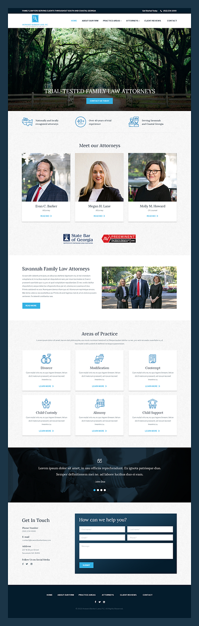 Howard Barker Lane // Web Design family attorney web design family law attorney georgia law firm law firm web design savannah